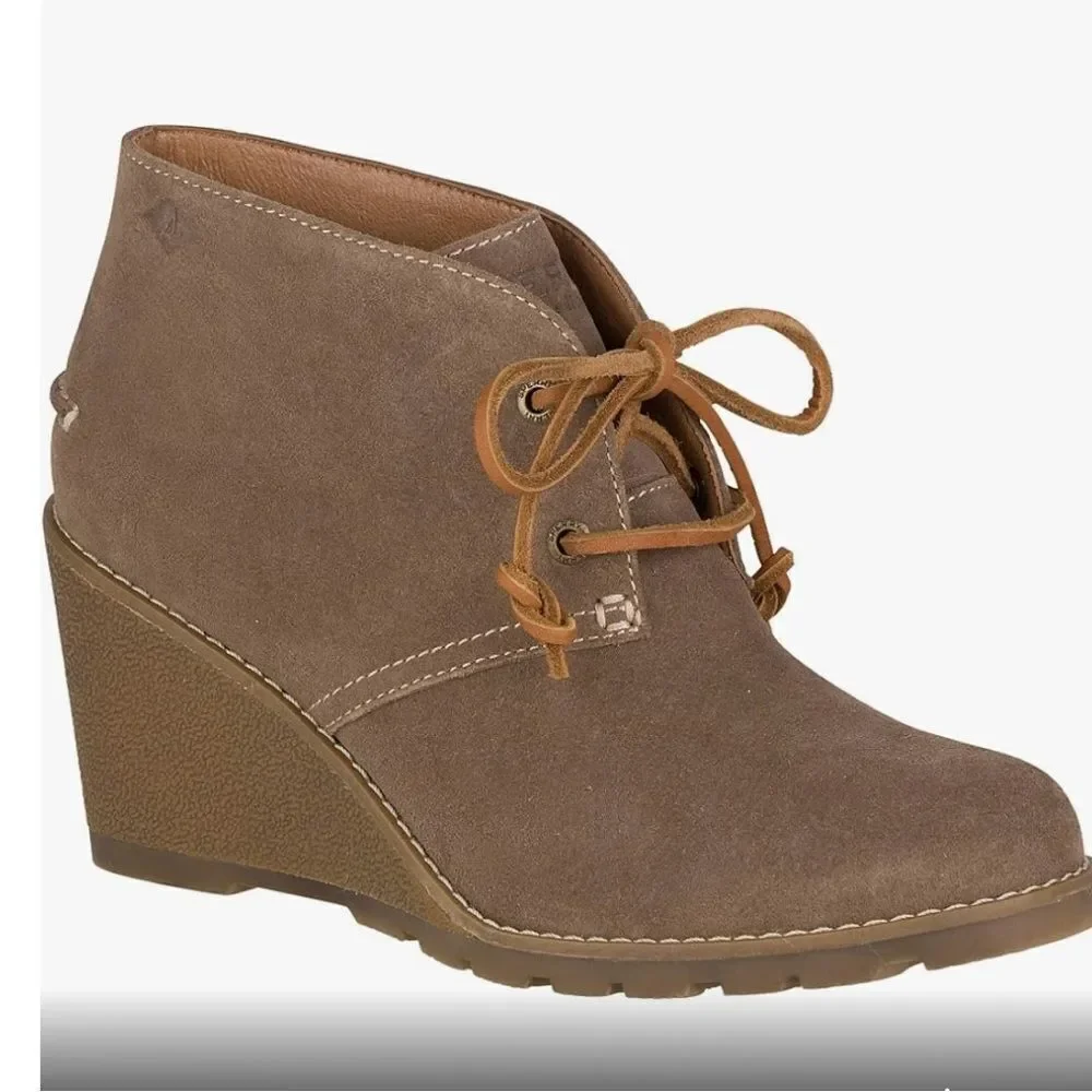 BRAND NEW SPERRY TOP SIDER WOMENS STELLA PROW ANKLE BOOTIE SUEDE TAN SIZE 9 - Picture 2 of 9